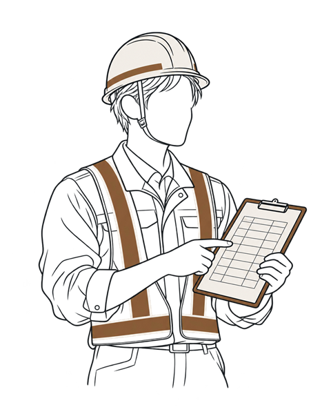工程表を持つ施工管理技士のイラスト