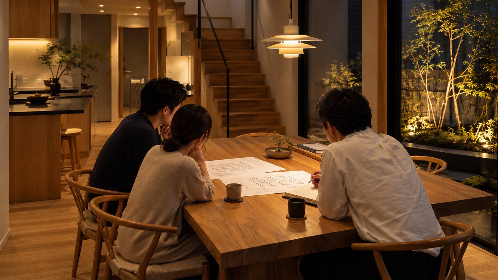 建築士がご家族の話を聞く打ち合わせ